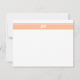 Modern Orange med enkel monogrammad persikor av ty Anteckningskort