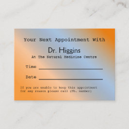 Modern orange medicinsk tandläkarbokningskort tidsbeställning kort