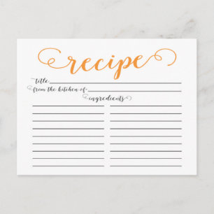 Modern Orange Möhippa Recept Cards Vykort