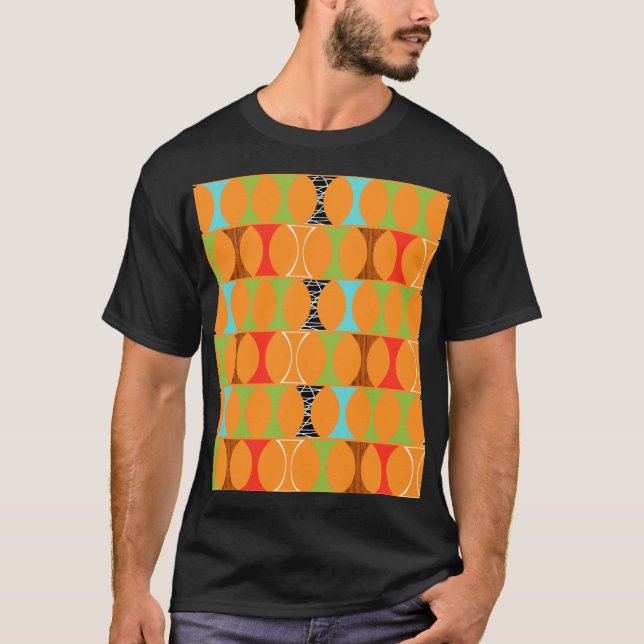 Modern orange mönsterT-tröja för mitt- århundrade Tröja (Framsida)