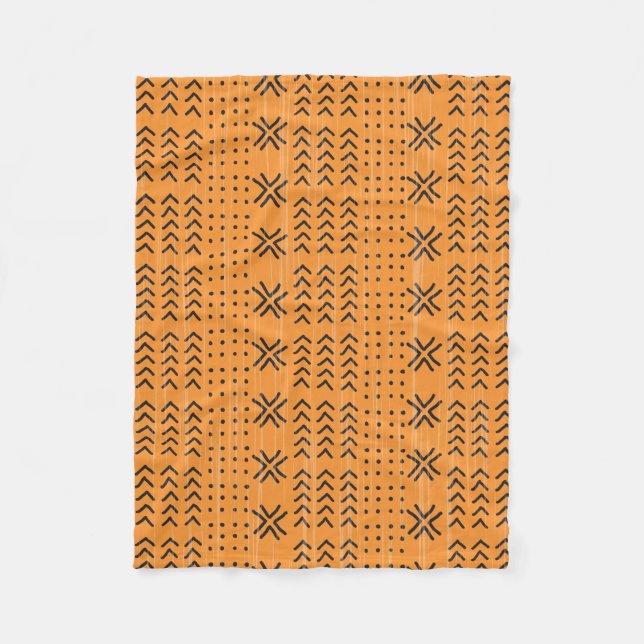 Modern Orange Mudcloth African Mönster Fleecefilt (Framsidan)