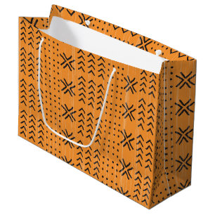 Modern Orange Mudcloth Afrikansk Mönster