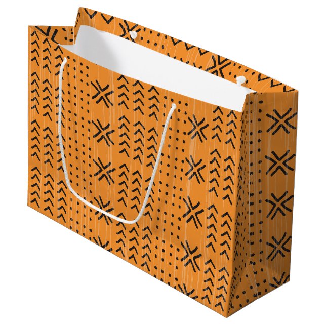 Modern Orange Mudcloth Afrikansk Mönster (Framsidan Vinklad)