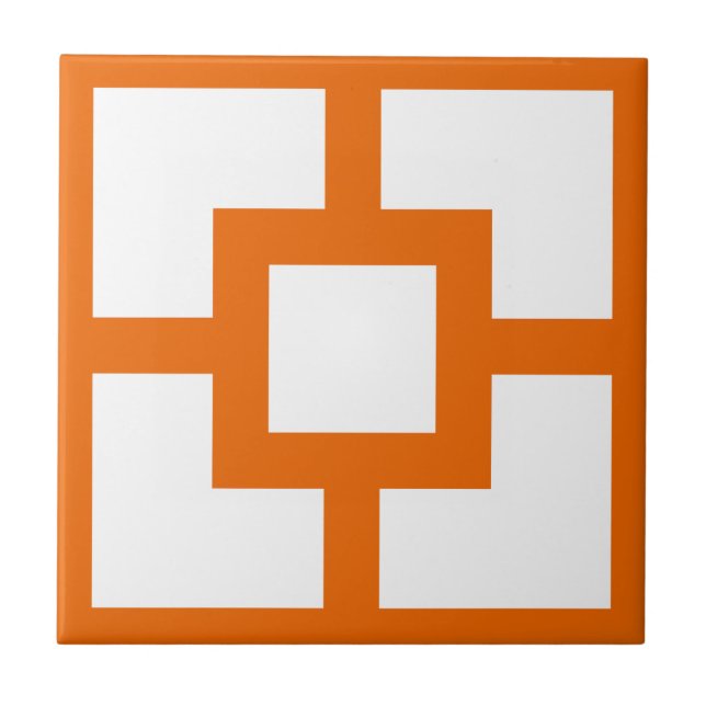 Modern Orange och blåsblock i mitt århundrade Kakelplatta (Framsidan)