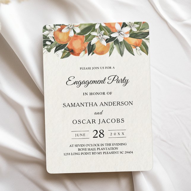 Modern Orange och blommor, vattenfärg Inbjudningar (Skapare uppladdad)