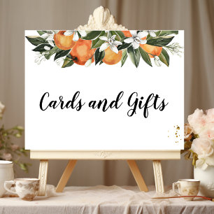Modern Orange och blommor, vattenfärg Poster