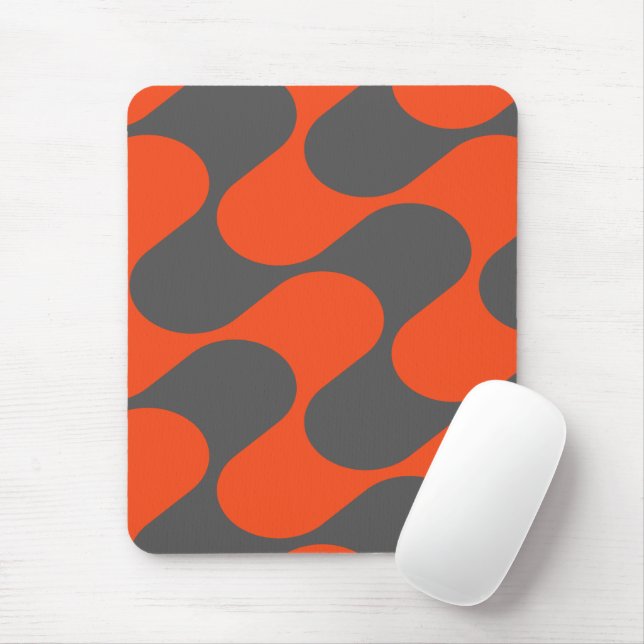 Modern Orange och Grått Abstrakt Geometric Mönster Musmatta (Med mus)