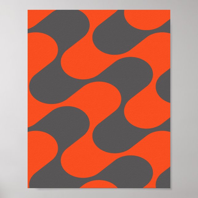 Modern Orange och Grått Abstrakt Geometric Mönster Poster (Framsidan)