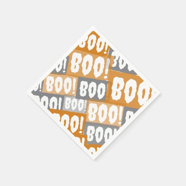 Modern Orange och Grått Boo Mönster Halloween Pappersservett (Hörn)