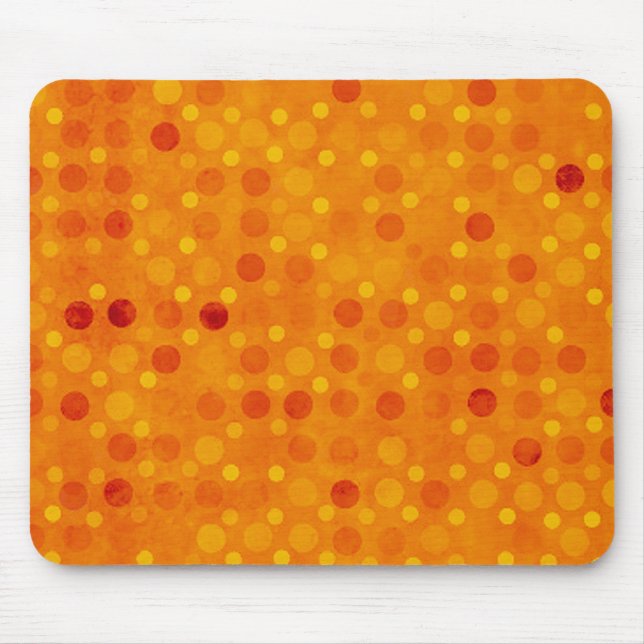 Modern orange och gul polka dots musmatta (Framsidan)
