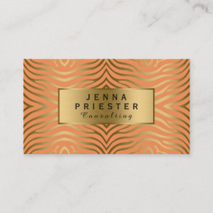 Modern Orange och Guld Zebra ränder Mönster Visitkort
