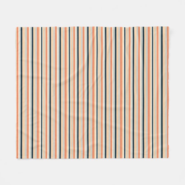 Modern Orange och marinskt Lodrät Rand, mönstrat Fleecefilt (Framsidan (Horisontell))