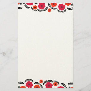 Modern Orange och röd Blommigt Brevpapper