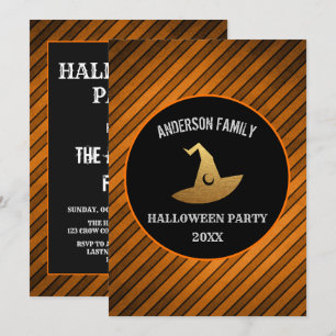 Modern Orange och svart  i Halloween fest Inbjudningar