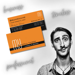 Modern Orange och svart med Initialer Professionel Visitkort