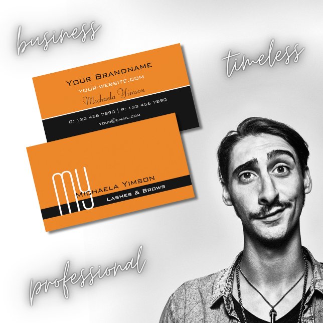 Modern Orange och svart med Monogram-Professionell Visitkort (Skapare uppladdad)