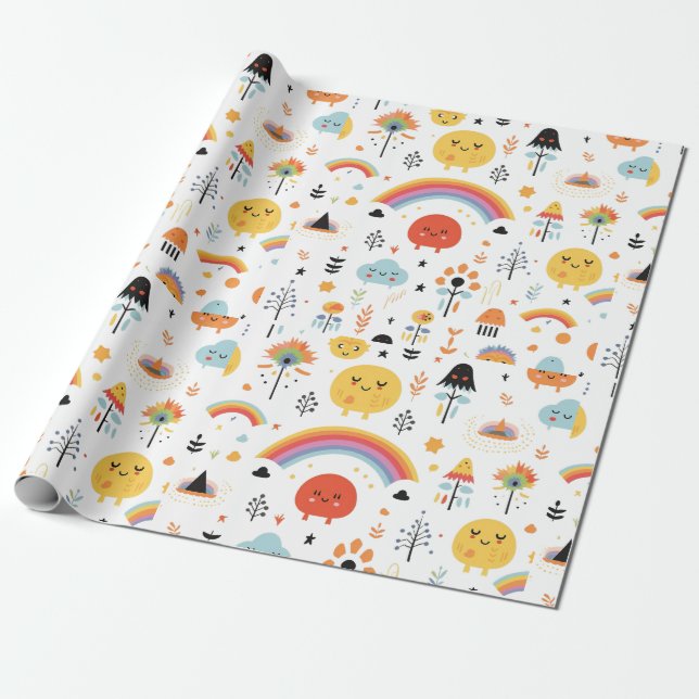Modern Orange och svart pumpboo Presentpapper (Utrullad)