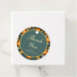 Modern orange och teal blomsterdesign gåvor etiketter