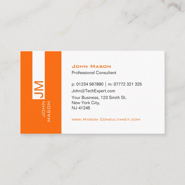 Modern Orange och vit konsult - Affärskort Visitkort (Framsida)