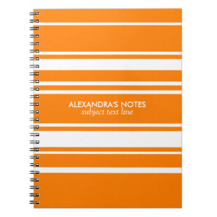 Modern Orange och Vita Rand Mönster Anteckningsbok
