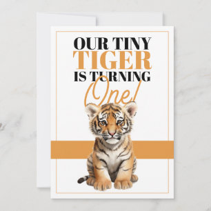 Modern Orange och Vita tiger Tiger Jungle Birthday Inbjudningar