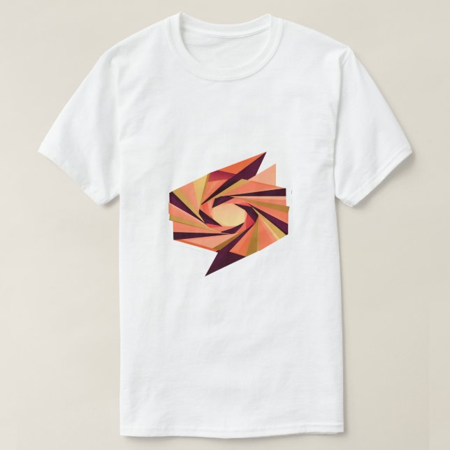 Modern Orange Origami Fasad Abstrakt Virvel T Shirt (Design framsida)