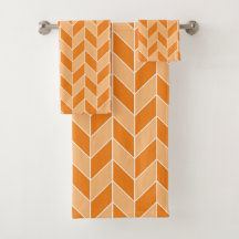 Modern Orange Peach Herringbone Chevron Mönster