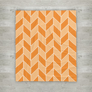 Modern Orange Peach Herringbone Chevron Mönster Fleecefilt