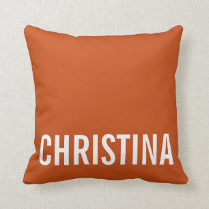 Modern Orange Personlig Namn Pillow Kudde