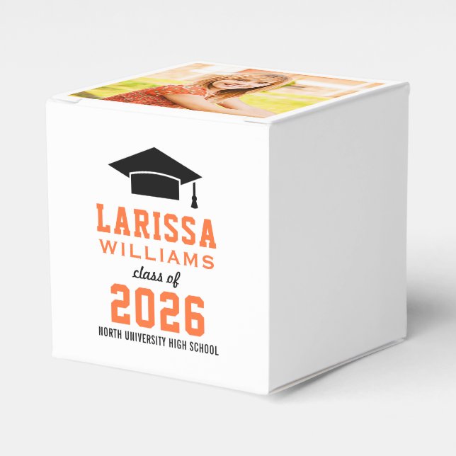 Modern Orange Photo Anpassningsbar Studentfest Presentaskar (Framsidan Sidan)