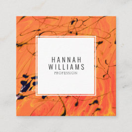 Modern Orange QR Code Terracotta Paint Mönster Fyrkantigt Visitkort