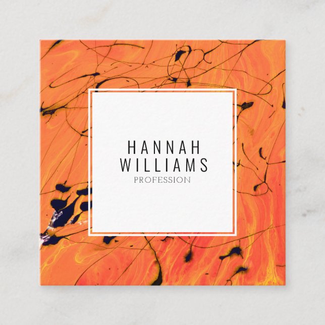 Modern Orange QR Code Terracotta Paint Mönster Fyrkantigt Visitkort (Framsida)