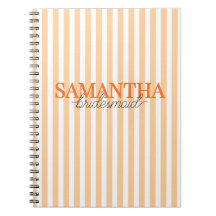 Modern orange randig script brudtjänstnamn