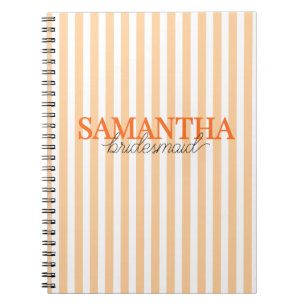 Modern orange randig script brudtjänstnamn anteckningsbok