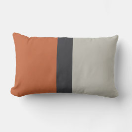 Modern Orange Red Silver Grått Rand Mönster Lumbarkudde