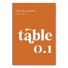 Modern Orange Retro Boho Bröllop Bordsnummer
