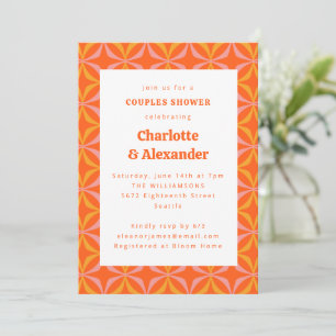 Modern Orange Retro Fet Typografi Couples Shower Inbjudningar