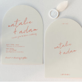 Modern Orange Retro Fun Whimsical Arched Wedding Inbjudningar