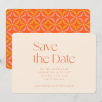 Modern Orange Retro Geometrisk Enkel Bröllop 