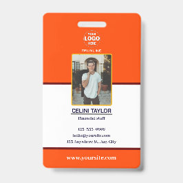 Modern orange röd foto-ID-kort med logotyp