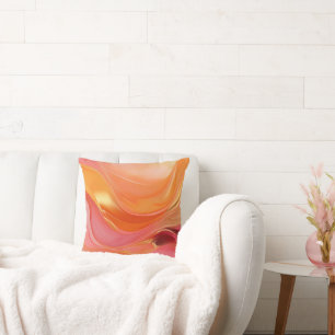Modern Orange Rosa och Guld Kudde