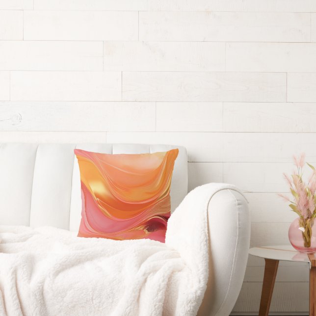 Modern Orange Rosa och Guld Kudde (Soffa)