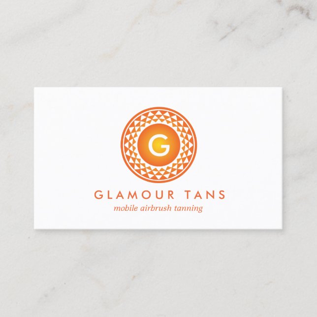 MODERN ORANGE SOL LOGOTYP MONOGRAM FÖR TANNING SAL VISITKORT (Framsida)