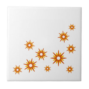 Modern Orange - Starburst-design i mitten av århun Kakelplatta