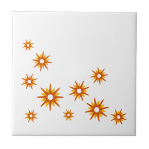 Modern Orange - Starburst-design i mitten av århun Kakelplatta