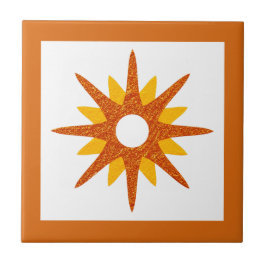 Modern Orange - Starburst-design i mitten av århun Kakelplatta