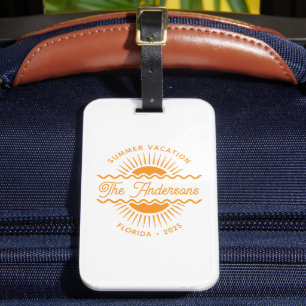 Modern Orange Sunny sommarfamiljens Namn-vaccineri Bagagebricka