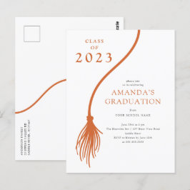 Modern Orange Tassel Studentfest Postcard Vykort