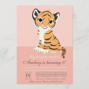 Modern Orange Tiger Rosa-inbjudan Inbjudningar