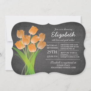 Modern Orange Tulip-Möhippa för kretskort Inbjudningar